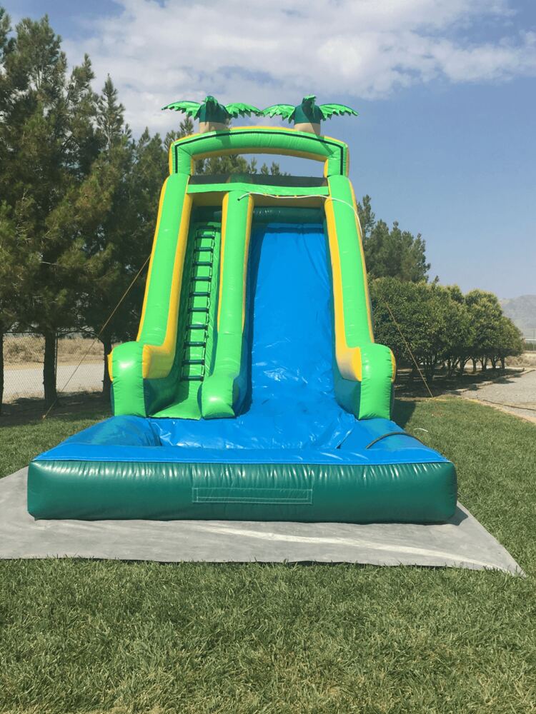 Tall green and blue water slide